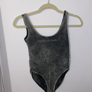 Distressed gray bodysuit